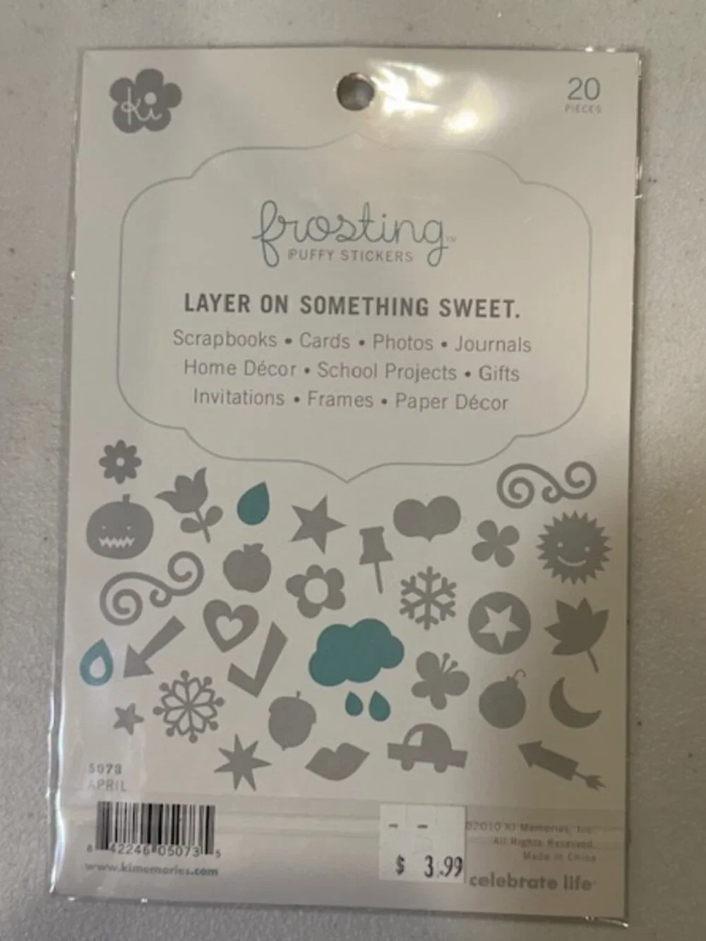 NEW Ki Memories Frosting Puffy Stickers-Set of 2: April & May